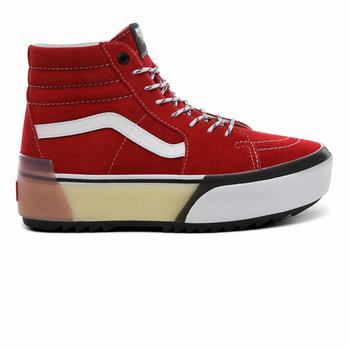 Damske Kotnikove Tenisky Vans SK8-Hi Stacked Červené/Biele VA78TNJIH